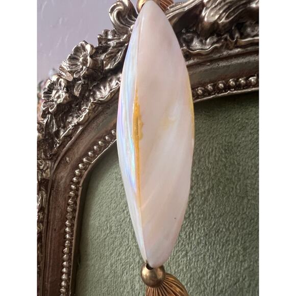 Vintage Mother of Pearl & Aventurine Necklace & Earring Set Statement Jewelry - Picture 4 of 9